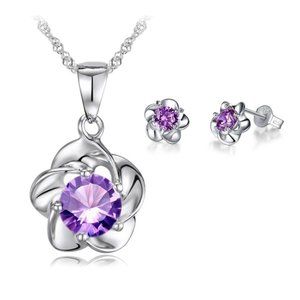 Purple Gem Silver Jewelry Set